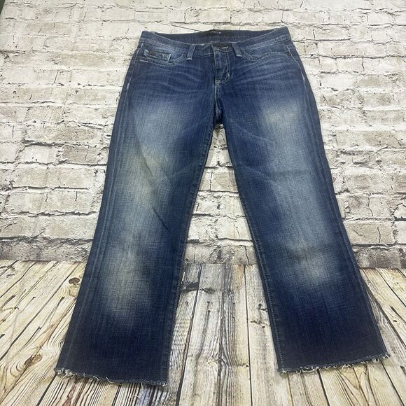 Joe’s Jeans Women’s 26 Blue Socialite Cropped Raw Hem Denim Pants Cowboy - Picture 2 of 13